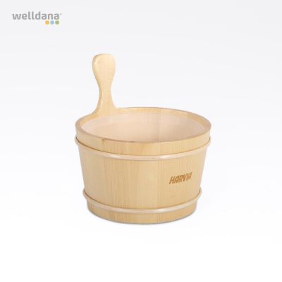 Wooden bucket 4 litre, spruce with plastic pot