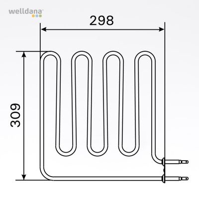 Sauna element 2000W, 230V Terminals in the side