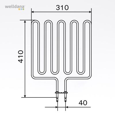 Sauna 2670W element, 240V Terminals at the bottom