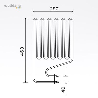 Sauna element 3000W, 230 V Terminaler i siden.