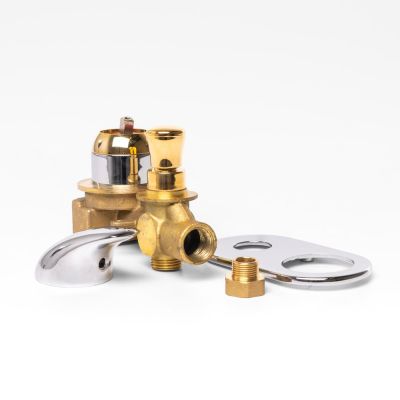 Deck bath/shower mixer with diverter, crome/gold